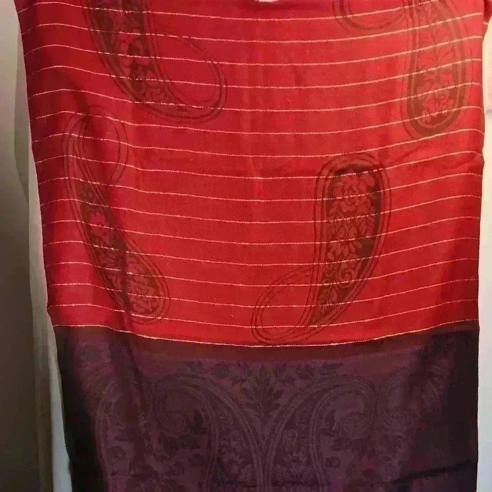 PASHMINA Ladies 27" X 72" Wrap/Scarf Red black and purple